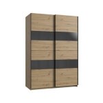 Calicosy - armoire 2 portes coulissantes avec penderie - l135 cm - chne artisan - chne artisan