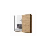 Armoire 2 portes coulissantes avec miroir - 150 cm - couleur chêne - collection arsala Armoire 2 portes coulissantes avec miroir - 150 cm - couleur chêne - collection arsala