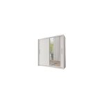 Armoire 2 portes coulissantes avec miroir - 155 cm - blanc - collection ozzula