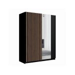 Armoire 2 portes coulissantes avec miroir 200 cm - noir et chne - collection strano