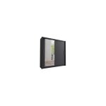 Armoire 2 portes coulissantes avec miroir - 205 cm - gris graphite - collection ozzula