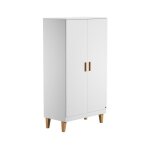 Calicosy - armoire 2 portes avec 2 tagres et 1 penderie l100 x h186. 5 cm - lounge - blanc
