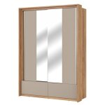 Armoire 2 portes avec miroirs 2 tiroirs penderie et 5 �tag�res coloris ch�ne et beige ? collection vox ...
