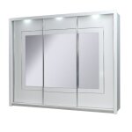 Armoire panarea 3 portes coulissantes avec miroirs et led finition chrome design moderne