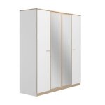 Armoire 4 portes 2 miroirs l181cm - 181 cm x 60 cm x 200 cm - tulle blanc