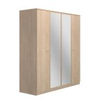 Armoire 4 portes 2 miroirs l181cm - 181 cm x 60 cm x 200 cm - tulle chne