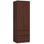 Armoire akord s60 weng� 60 cm 2 portes 2 tiroirs fa�ade weng� 1 �tag�re 60x51x180 cm