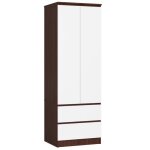 Armoire akord s60 weng� 60 cm 2 portes 2 tiroirs fa�ade blanche 1 �tag�re 60x51x180 cm