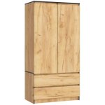 Armoire akord s90 ch�ne craft 90 cm 2 portes 2 tiroirs fa�ade ch�ne craft 4 �tag�res 90x51x180 cm