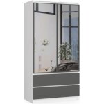 Armoire akord s90 avec miroir blanche 90 cm 2 portes 2 tiroirs fa�ade gris graphite 4 �tag�res 90x51x180 ...