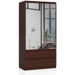 Armoire akord s90 avec miroir weng� 90 cm 2 portes 2 tiroirs fa�ade weng� 4 �tag�res 90x51x180 cm
