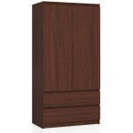 Armoire akord s90 weng� 90 cm 2 portes 2 tiroirs fa�ade weng� 4 �tag�res 90x51x180 cm