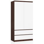 Armoire akord s90 weng� 90 cm 2 portes 2 tiroirs fa�ade blanche 4 �tag�res 90x51x180 cm