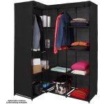 Armoire d?angle penderie dressing en textile non - tiss 129 x 87 x 169 cm noir