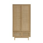 Armoire - ba�ta - gamme helena - effet ch�ne et cannage rotin - l 90 x p 57 x h 180