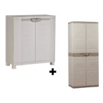 Armoire basse de rangement et armoire de rangement haute 4 étagères Armoire basse de rangement et armoire de rangement haute 4 étagères