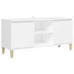 Armoire basse pour tv - salon meuble tv avec pieds en bois massif blanc 1035x35x50 cm