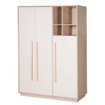 Armoire b�b� 3 portes roba - elva - 2 penderies 4 niches - cachemire - effet noyer