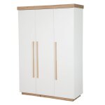 Armoire b�b� 3 portes roba - lumo - 1 penderie et 6 �tag�res - blanc - ch�ne artisan