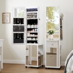 Armoire � bijoux 8 leds 175cm de haut avec miroir sans cadre organisateur de porte - bijoux