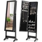 Armoire � bijoux sur pied avec miroir inclinable en 3 positions - goplus - noir