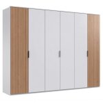 Armoire blanc 6 portes blend 2 portes aspect clayettes imit. chêne artisan Armoire blanc 6 portes blend 2 portes aspect clayettes imit. chêne artisan