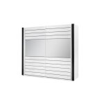 Armoire blanche et noire lina ? 220 x 225 x 68 cm avec 2 grandes penderies et 2 grands miroirs