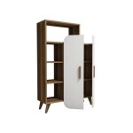 Armoire - bobochic - bari - blanc - noyer - 2 portes - biblioth�que - moderne - scandinave
