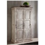 Armoire - bois massif de manguier cir (blanc antique) - style campagne chic - castle antik #221
