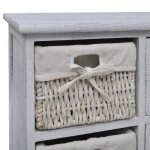 Armoire en bois avec paniers - wiens - 60x30x63 cm - blanc - 3 paniers en tissage - bois de paulownia ...