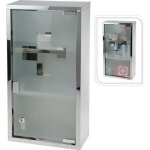 Armoire m�tallique - porte en verre tremp� - 3 �tag�res - 2 crochets - 25x12x48 cm