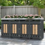 Armoire cache - poubelles 4 compartiments avec bac � plantes floragrace