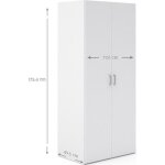 Dmora - armoire polyvalente paulette 2 portes 776 x 4952 x 1754 cm blanche panneau effet bois