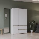 Armoire de chambre - clyde - dcor blanc et chne - 4 portes battantes - l1382 x p50 x h2205 cm - demeyere ...