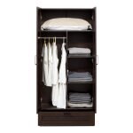Armoire de chambre finning 4 tagres 1 tiroir mdf 176 x 80 x 52 cm effet noyer fonc