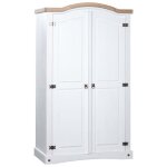 Armoire de chambre jar garde - robe penderie pin mexicain gamme corona 2 portes blanc fr8529 Armoire de chambre jar garde - robe penderie pin mexicain gamme corona 2 portes blanc fr8529
