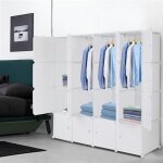 Armoire de chambre meuble rangement penderie plastique 16 cubes modulables