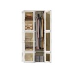 Armoire chambre - plastique rsine - blanc - 6 portes - 10 cubodes - 1 tige suspendue