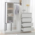 Armoire chambre - avec tiroirs - cdisplay - blanc - penderie - buffet