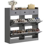 Armoire � chaussures balconera 24 paires avec 4 tiroirs pliants et 3 tiroirs en tissu 100 x 25 x 995 ...