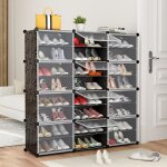 Armoire � chaussures - meuble dentr�e - noir et blanc - 24 paires - porte(s) - 20 cubes
