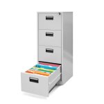 Armoire classeur pour dossier avec 4 tiroirs armoire de bureau metallique 132 cm x 46 cm x 62 cm (gris) ...