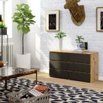 Commode chambre - gst - cl100 100 cm chne artisan / gris graphite 6 tiroirs - meuble de rangement armoire ...