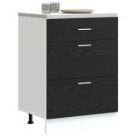 Armoire de cuisine (1 pc) - vaisselier meuble rangement - bas avec tiroir ch�ne noir 60x46x815 cm l3015 ...