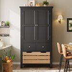 Armoire de cuisine (80x40x140cm) grand buffet de cuisine buffet polyvalent armoire � collationsnoir