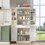 Armoire de cuisine haute - 75x40x182 cm - rangement de portes et tiroir interne - grand meuble colonne ...