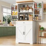 Armoire de cuisine - meuble colonne bas - buffet cuisine salle � manger avec 12 vitrines et tiroirs - ...