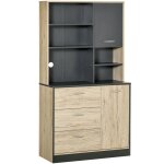 Armoire de cuisine multi - rangement bicolore chne clair gris