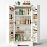 Armoire de cuisine - rangement de ferme - armoire � manger led avec 2 portes battantes et �tag�res r�glables ...