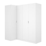 Armoire dangle placard de rangement � 4 portes battantes coloris blanc - hauteur 184 x longueur 1735 ...